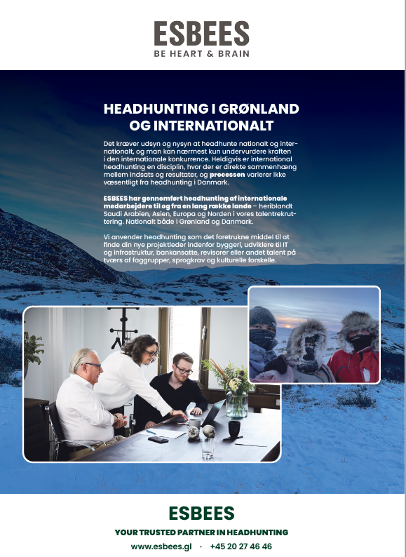 ESBEES reklame der fortæller omkring vores abejdsopgaver med fokus på Grønland